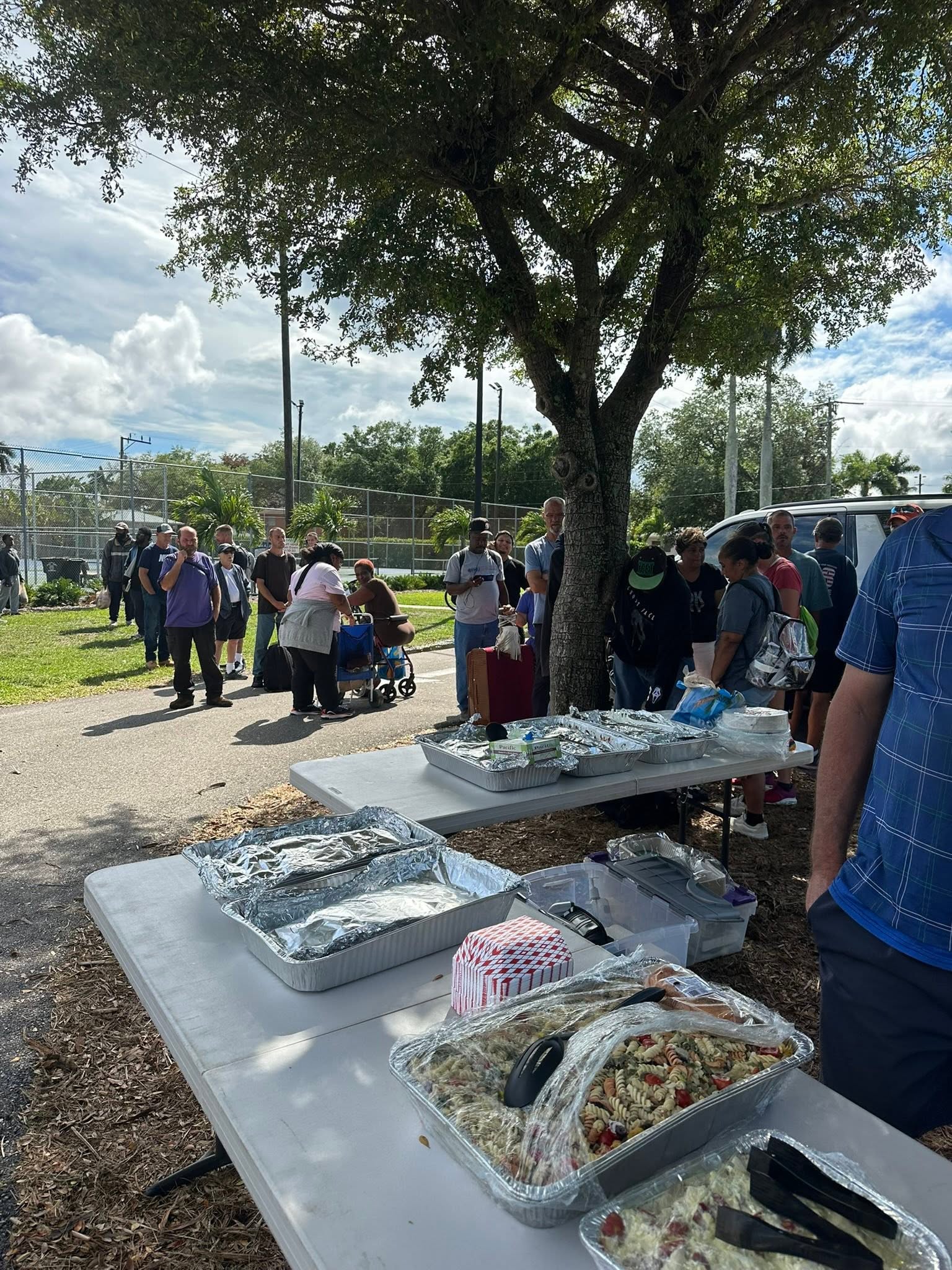 Community members at the outreach meal